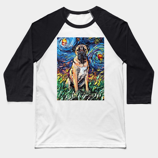 Bull Mastiff Starry Night Baseball T-Shirt by sagittariusgallery